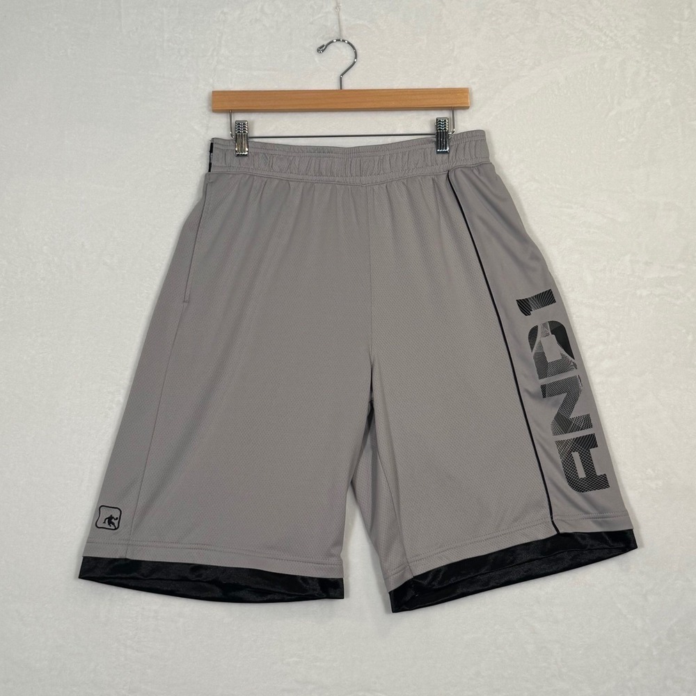 AND1 Mens Basketball Shorts Gray Black Mesh Athletic Gym Pockets Size Large